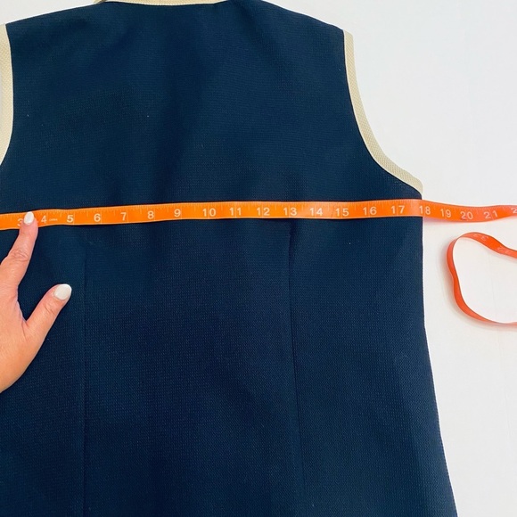 Vintage Tracy Evan’s Navy and Cream Sleeveless Jacket - Picture 3 of 5